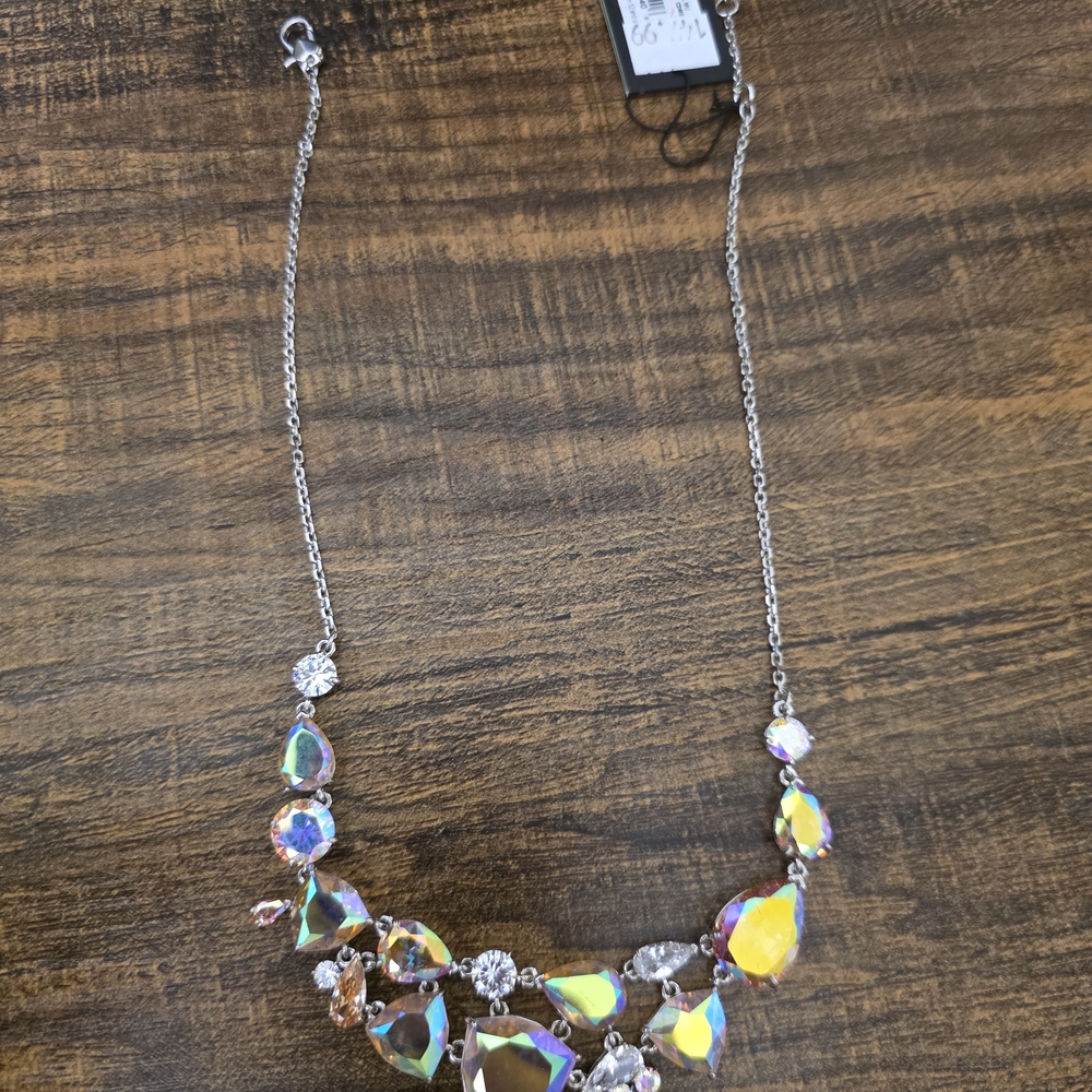Multicolor Crystal Teardrop Statement Necklace - image 2